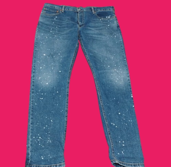Levi's 512 38x31 Slim Tapered Manufactured Paint Splattered Jeans - Picture 2 of 16